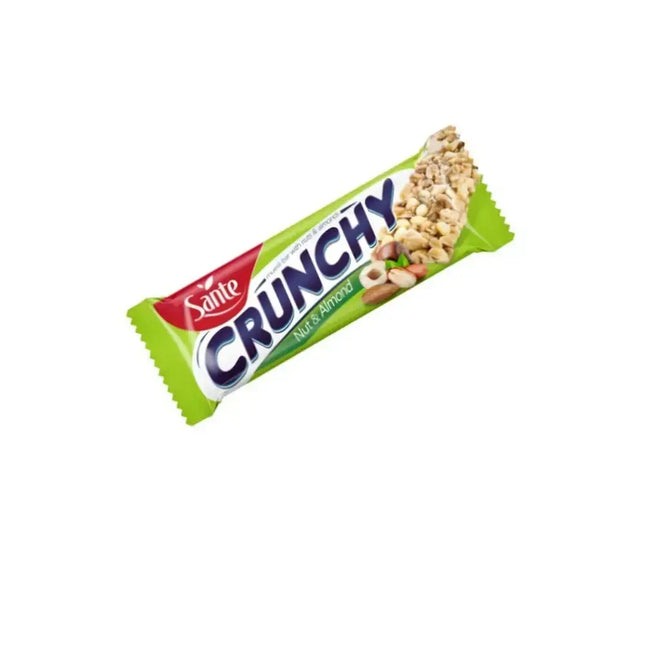 Barre Crunchy Sante saveur noix et amandes, avec un mélange croquant pour une collation saine