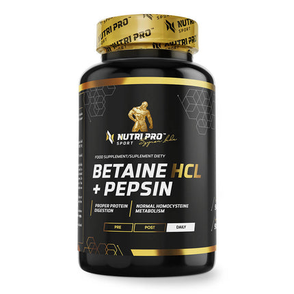 Flacon de Bétaïne HCl + Pepsine Nutri Pro Sport, 90 gélules