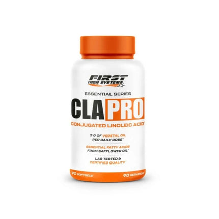 CLA Pro 60 Gélules - First Iron Systems | Complément alimentaire à base d'acide linoléique conjugué (CLA) issu de l'huile de carthame. Aide à la gestion des graisses, au métabolique et au maintien d'un poids stable.