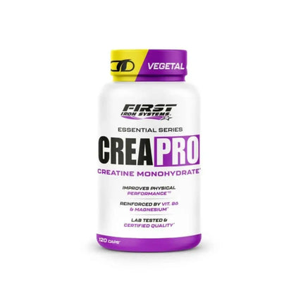 Crea Pro - First Iron Systems | Complément alimentaire à base de créatine monohydrate micronisée, enrichie en magnésium et vitamine B6. Améliore la force, l'explosivité et la récupération musculaire.