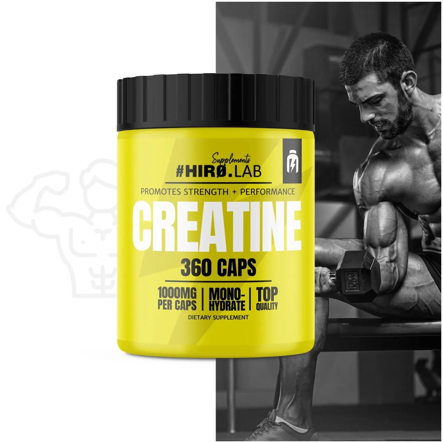 Suplemento alimenticio creatina Hiro Lab - 360 cápsulas para el rendimiento y la fuerza en el culturismo