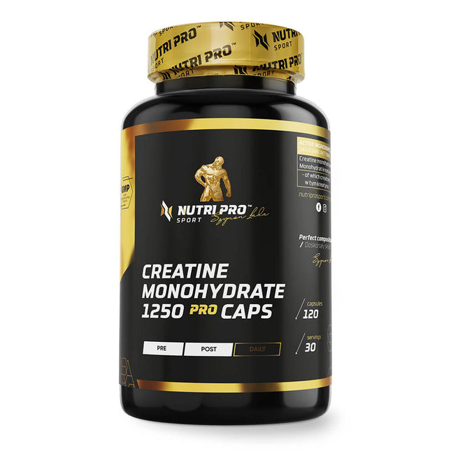 Flacon de créatine monohydrate en gélules 1250 PRO CAPS Nutri Pro Sport, 120 gélules