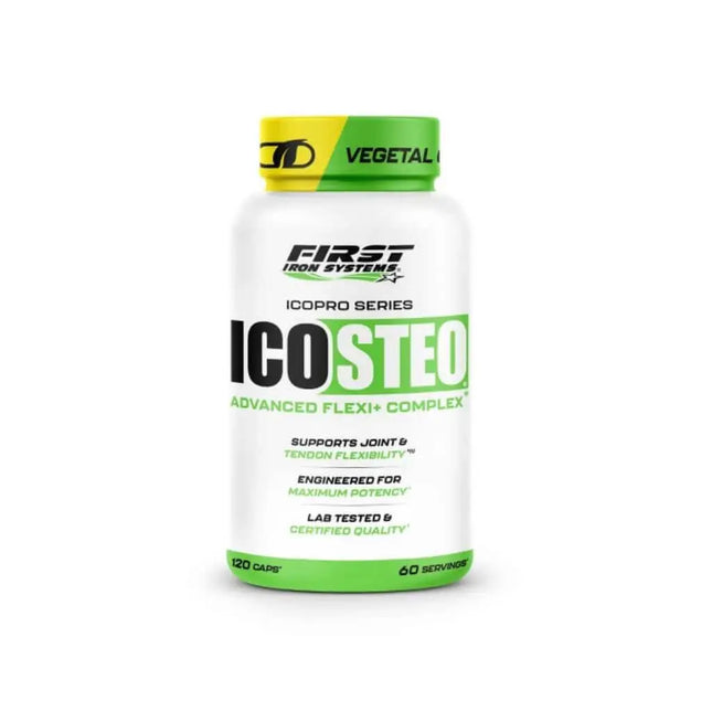 ICO STEO 2.0 - First Iron Systems | Complément alimentaire pour la flexibilité articulaire et le confort des tendons. Formule enrichie en glucosamine, chondroïtine et curcuma.