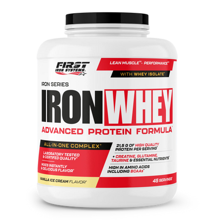 Pot de plastique blanc iron whey 1500g whe protéine tout-en-un filtrés à basse température vanille ice cream