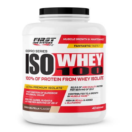 Pot container iso whey 1000g chocolat delitta pour récupération musculaire avec assimilation rapide