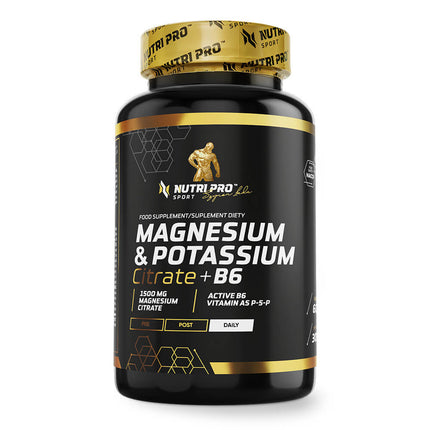 Flacon de magnésium et potassium citrate + B6 Nutri Pro Sport, 60 gélules