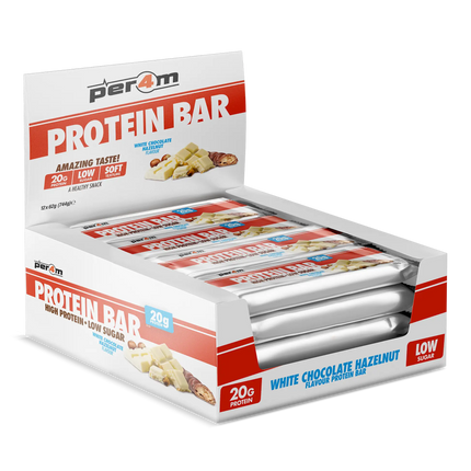 PER4M boîte de 12 barres – White Chocolate Hazelnut