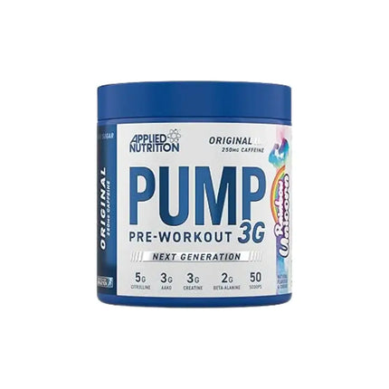Boîte de Pump 3G Rainbow Unicorn Applied Nutrition – Pré-workout avec caféine, citrulline, AAKG et bêta-alanine
