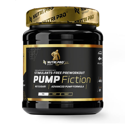 Pot du pre-workout sans caféine Pump Fiction Nutri Pro Sport, 400 g