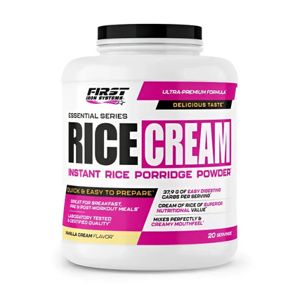 Rice Cream Vanille Crème - Crème de riz First Iron Systems, sans gluten, riche en glucides complexes pour l’énergie et la récupération
